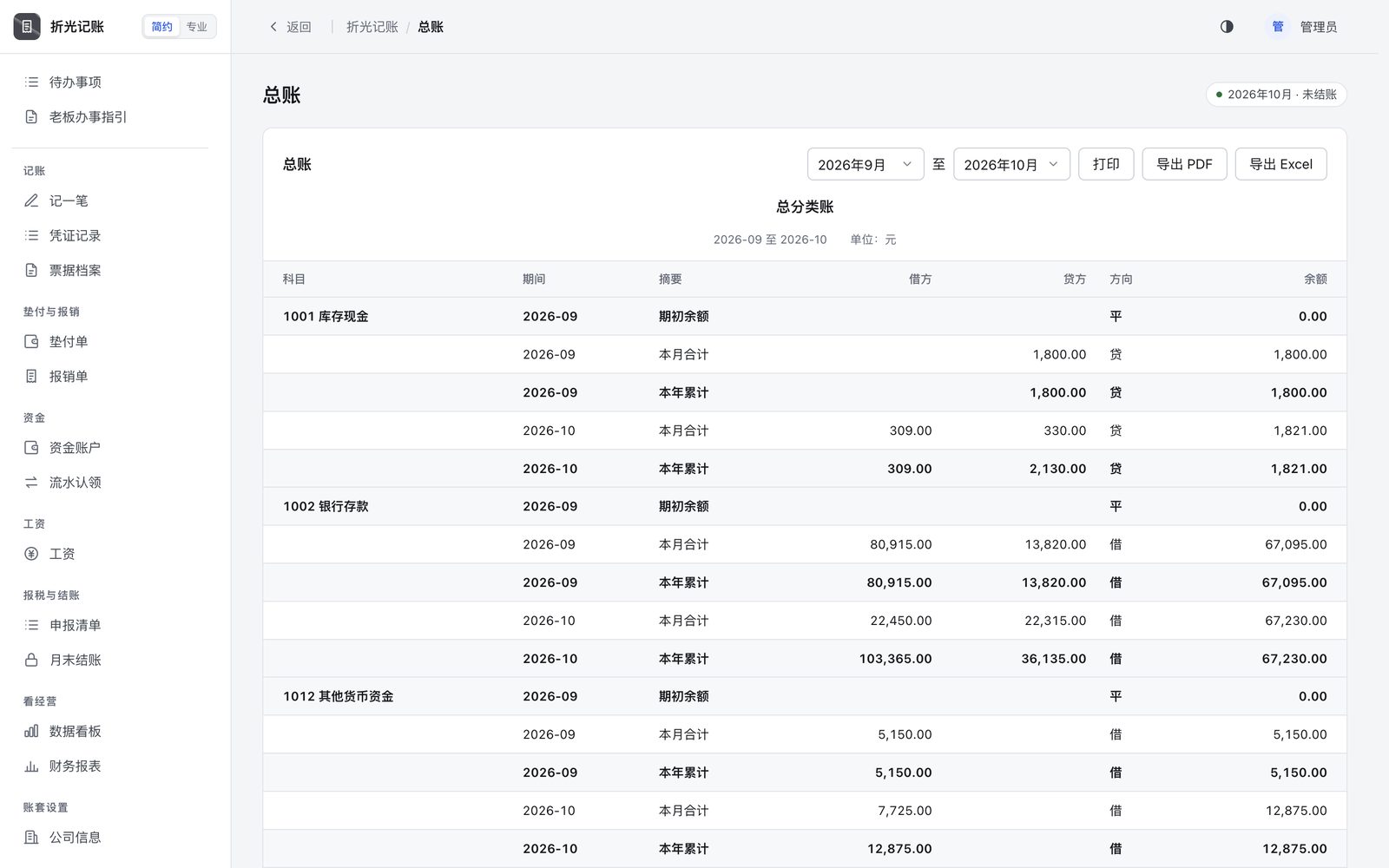 专业账簿也都有：总账、明细账、辅助核算。